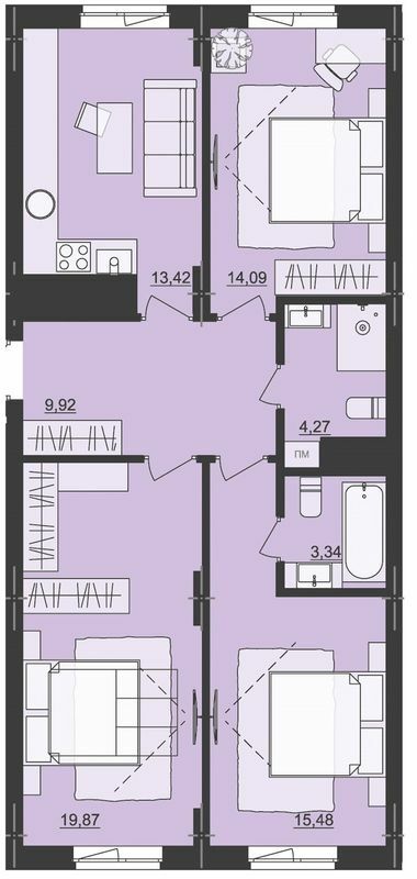 3-комнатная 80.39 м² в ЖК Киевский от 20 100 грн/м², Черновцы