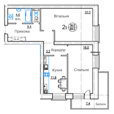 2-кімнатна 69 м² в ЖК Горизонт від 17 500 грн/м², м. Біла Церква