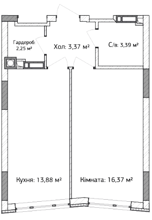 1-кімнатна 40.5 м² в ЖК Синергія 3+ від 28 000 грн/м², м. Ірпінь