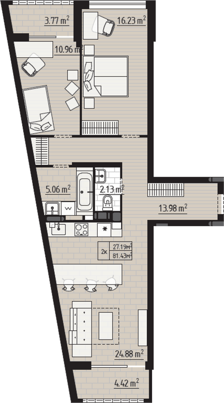 2-кімнатна 81.43 м² в ЖК PARKTOWN від 24 000 грн/м², смт Гостомель