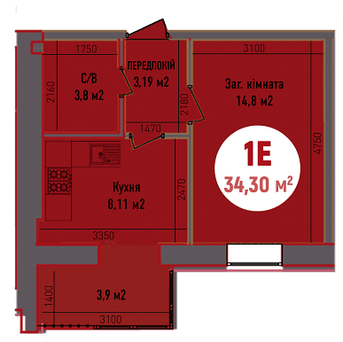 1-кімнатна 34.3 м² в ЖК Покровський від 21 350 грн/м², смт Гостомель