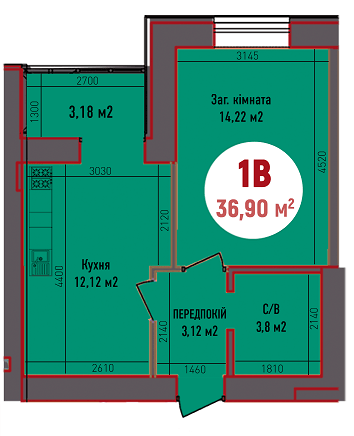 1-комнатная 36.9 м² в ЖК Покровский от 21 350 грн/м², пгт Гостомель