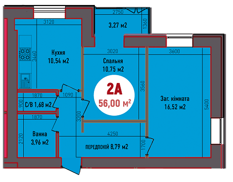 2-кімнатна 56 м² в ЖК Покровський від 19 400 грн/м², смт Гостомель