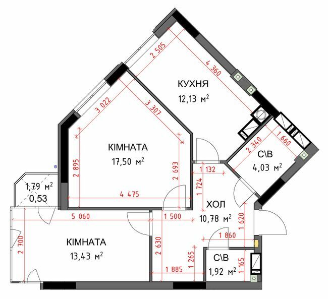 2-кімнатна 60.32 м² в ЖК На Прорізній 2 від 27 000 грн/м², смт Гостомель