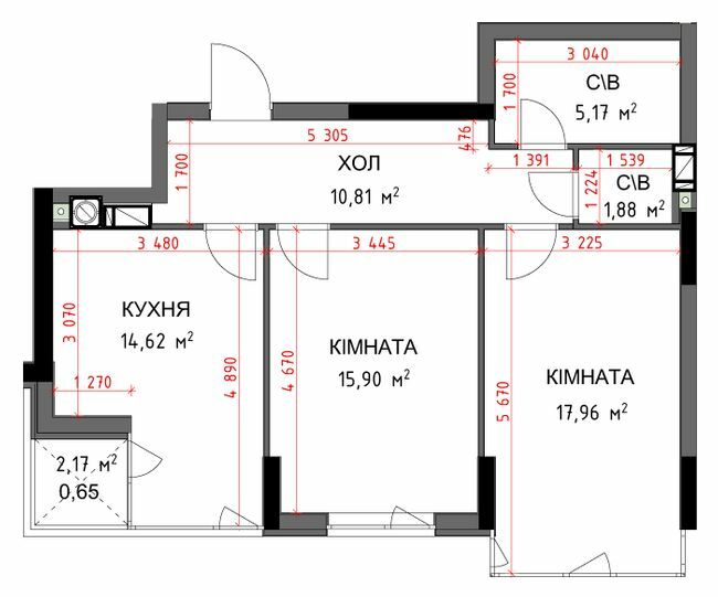 2-кімнатна 66.99 м² в ЖК На Прорізній 2 від 27 000 грн/м², смт Гостомель