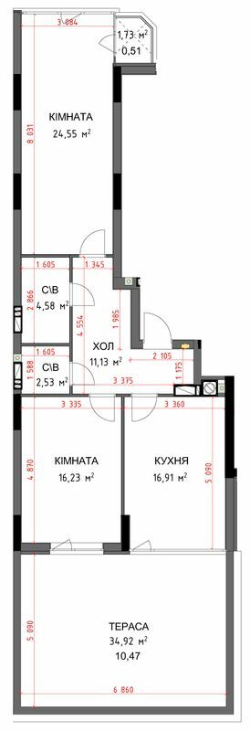 2-комнатная 86.91 м² в ЖК На Прорезной 2 от 27 000 грн/м², пгт Гостомель