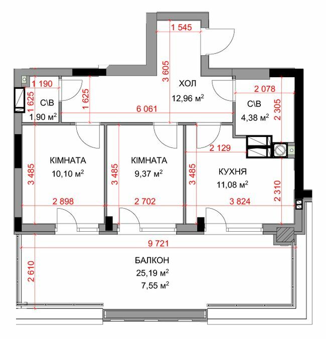 2-комнатная 57.34 м² в ЖК На Прорезной 2 от 27 000 грн/м², пгт Гостомель