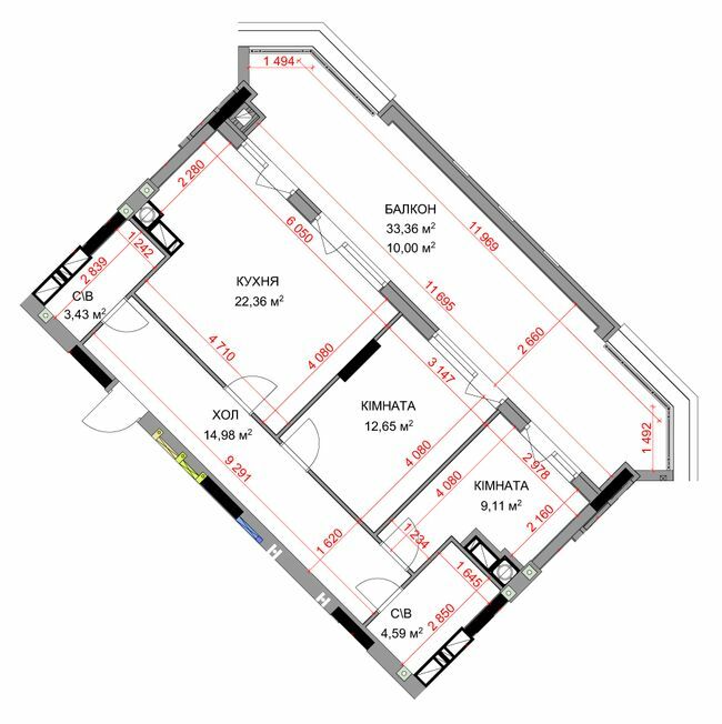 2-комнатная 77.12 м² в ЖК На Прорезной 2 от 27 000 грн/м², пгт Гостомель