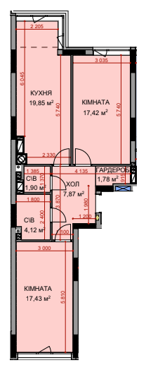 2-кімнатна 70.37 м² в ЖК На Прорізній 2 від 24 700 грн/м², смт Гостомель