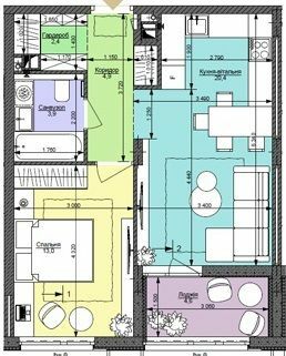 1-кімнатна 49.2 м² в ЖК Файна Таун від 52 000 грн/м², Київ