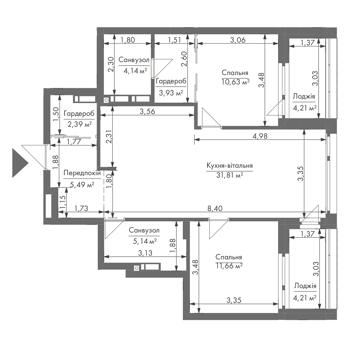 2-кімнатна 75.8 м² в ЖК Gravity Park від 33 088 грн/м², Київ