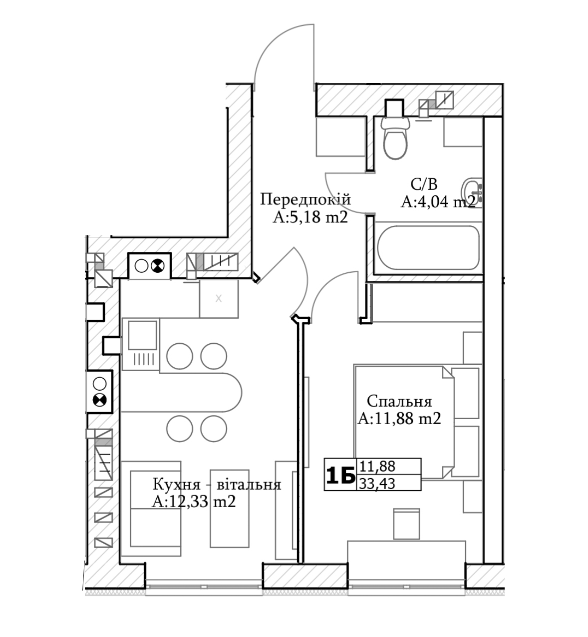 1-комнатная 33.43 м² в ЖК GL Club от 25 100 грн/м², г. Ирпень