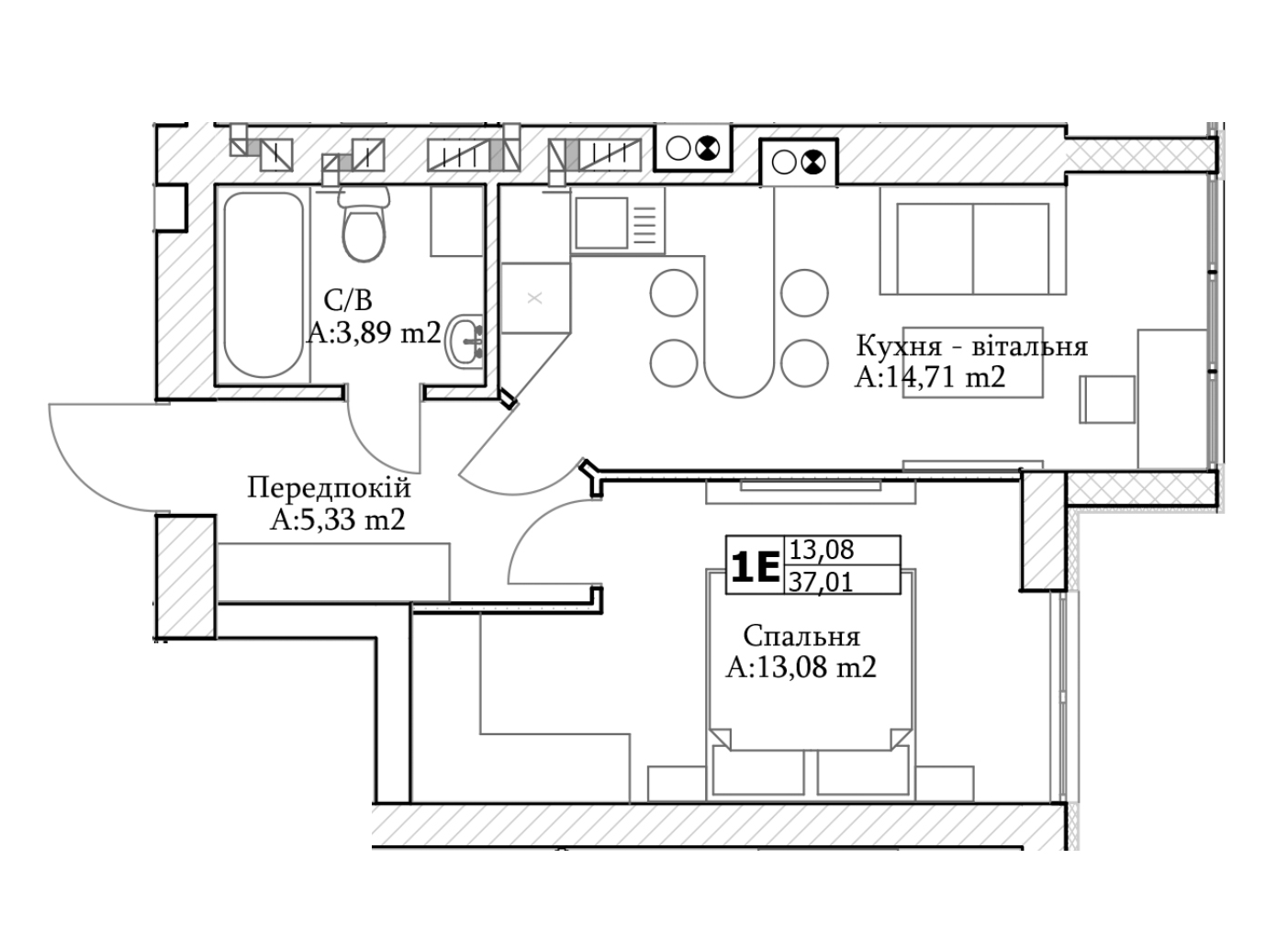 1-кімнатна 37.01 м² в ЖК GL Club від 26 150 грн/м², м. Ірпінь