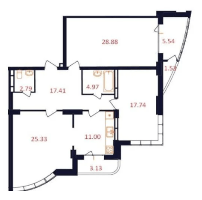 3-комнатная 115.04 м² в ЖК The First House от 27 000 грн/м², Киев
