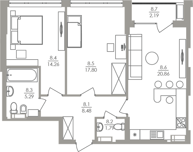 2-кімнатна 70.67 м² в ЖК Greenville на Печерську від 68 250 грн/м², Київ