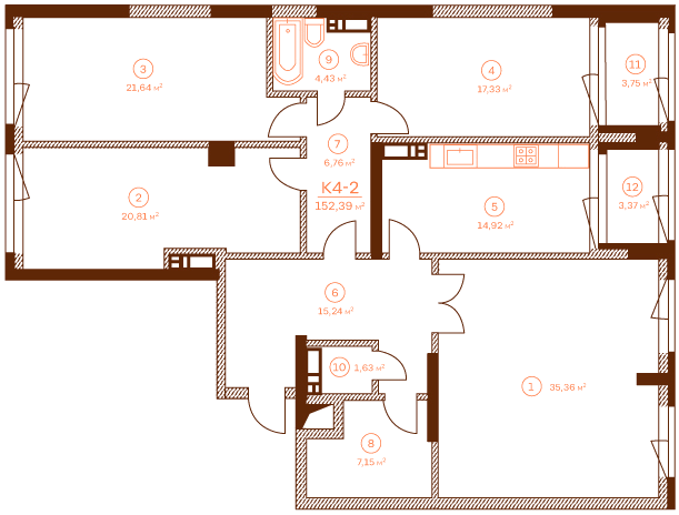 4-кімнатна 152.39 м² в ЖК Stanford від 79 250 грн/м², Київ