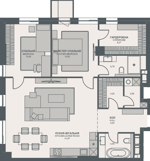 2-кімнатна 101.26 м² в ЖК TRIIINITY від 72 700 грн/м², Київ