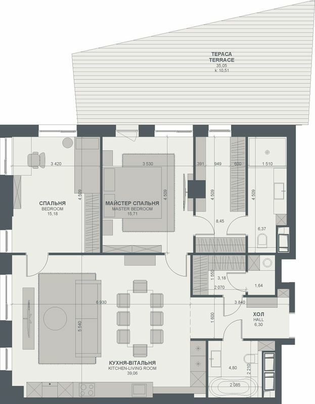 2-комнатная 111.15 м² в ЖК TRIIINITY от 79 900 грн/м², Киев