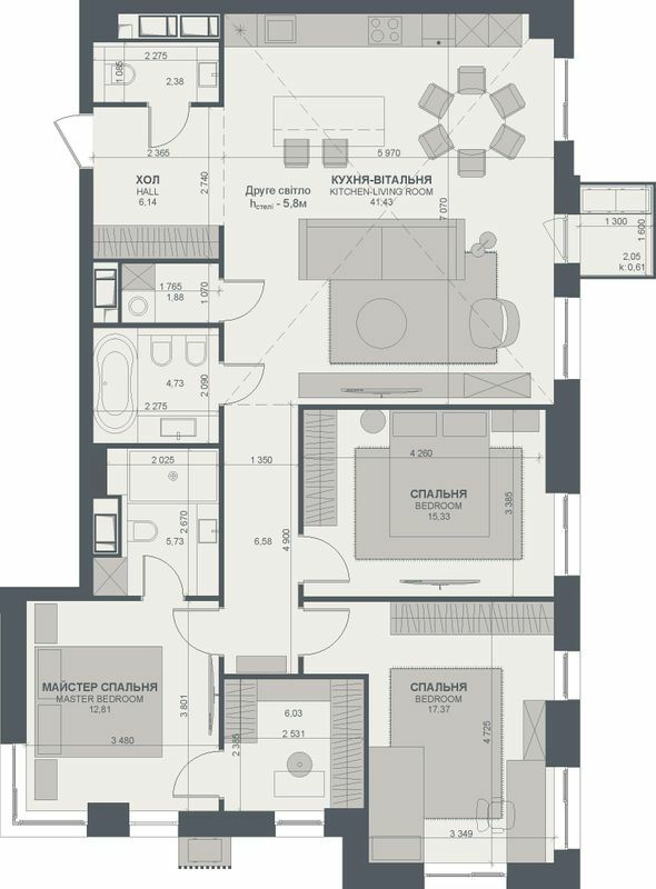 3-комнатная 121.02 м² в ЖК TRIIINITY от 72 000 грн/м², Киев