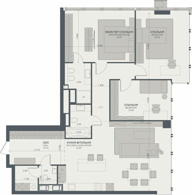 3-комнатная 130.19 м² в ЖК TRIIINITY от 72 000 грн/м², Киев