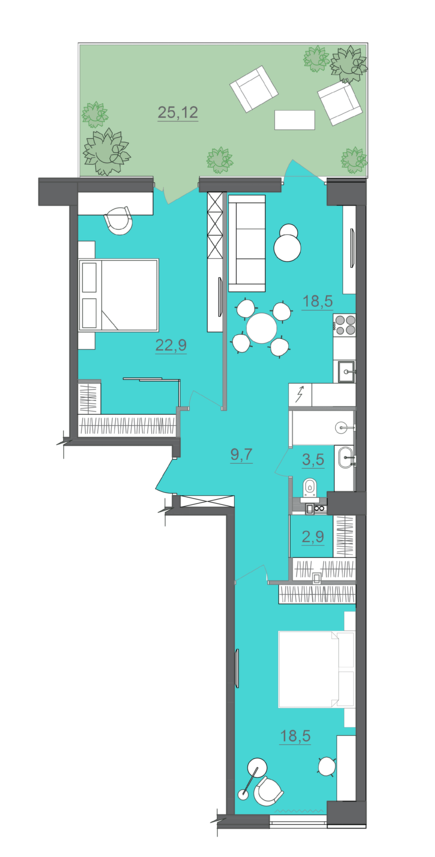 2-кімнатна 86.66 м² в БФК CITE від 34 000 грн/м², Дніпро