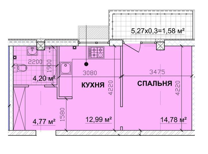 1-кімнатна 39.41 м² в ЖК PARKOVIY від 17 350 грн/м², м. Кривий ріг