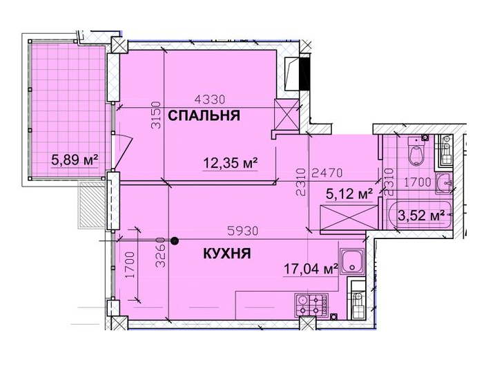 1-комнатная 44.89 м² в ЖК PARKOVIY от 17 350 грн/м², г. Кривой рог