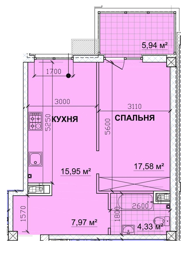 1-комнатная 52.96 м² в ЖК PARKOVIY от 17 350 грн/м², г. Кривой рог