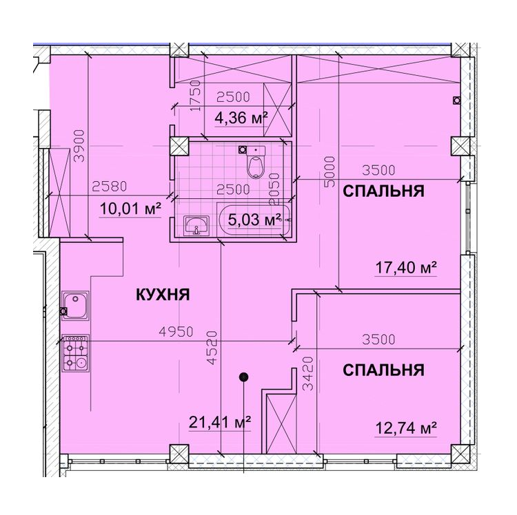 2-комнатная 73.28 м² в ЖК PARKOVIY от 17 900 грн/м², г. Кривой рог