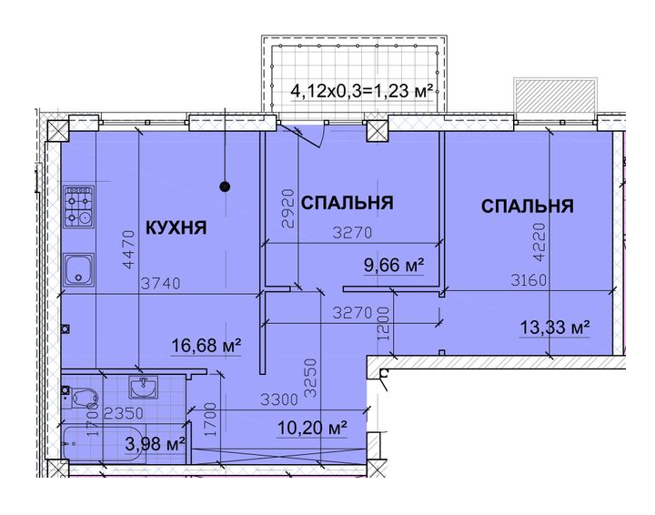 2-комнатная 56.85 м² в ЖК PARKOVIY от 17 900 грн/м², г. Кривой рог