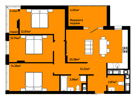 3-кімнатна 88.9 м² в ЖК CONTINENT STYLE від 22 000 грн/м², с. Сокільники