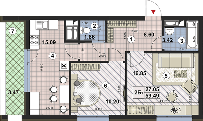 2-комнатная 59.49 м² в ЖК Paradise Avenue от 31 000 грн/м², с. Крюковщина