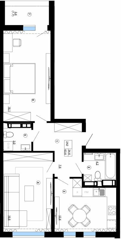 2-кімнатна 63.6 м² в ЖК Paradise Avenue від 24 000 грн/м², с. Крюківщина