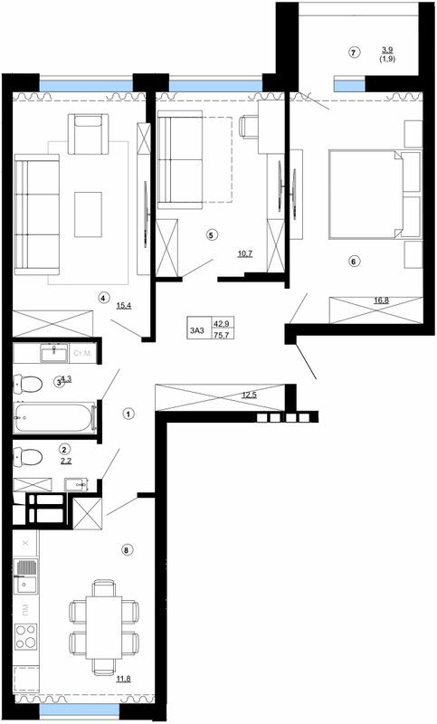 3-комнатная 75.7 м² в ЖК Paradise Avenue от 23 000 грн/м², с. Крюковщина