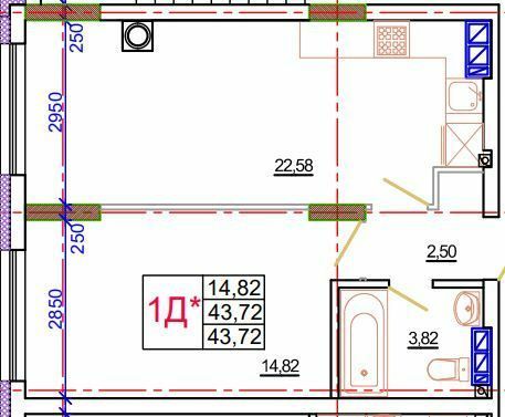 1-комнатная 43.72 м² в ЖК Благород от 22 000 грн/м², с. Крюковщина