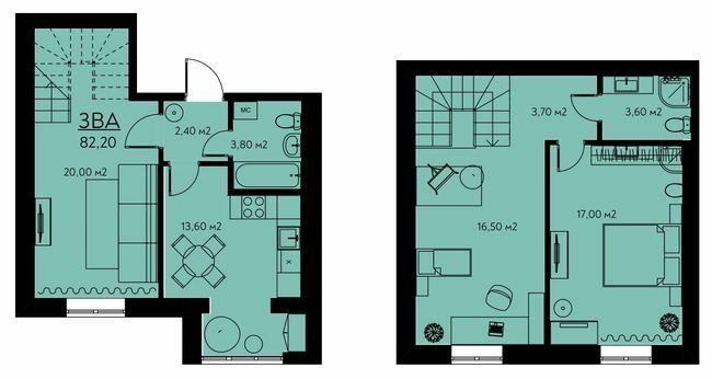 Двухуровневая 82.2 м² в ЖК Молодежный городок от 17 500 грн/м², с. Крюковщина