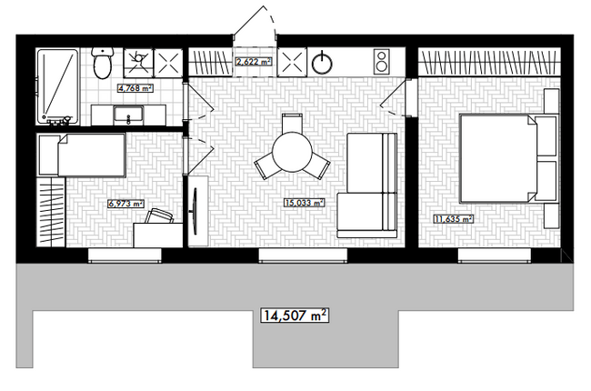 2-кімнатна 45.38 м² в ЖК Rothenburg House від 28 450 грн/м², с. Петропавлівська Борщагівка