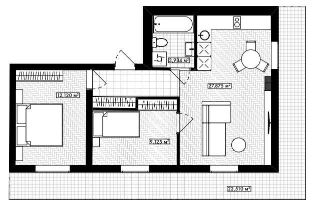 2-кімнатна 59.85 м² в ЖК Rothenburg House від 27 600 грн/м², с. Петропавлівська Борщагівка