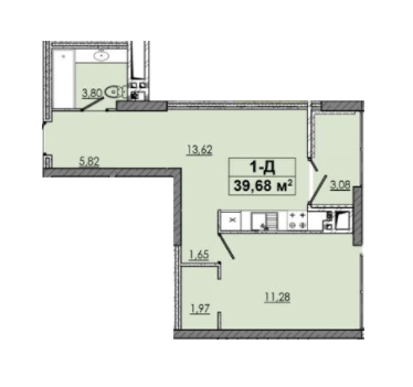 1-кімнатна 39.68 м² в ЖК 4 Towers for You від 27 000 грн/м², Чернігів