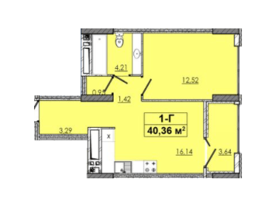 1-комнатная 40.36 м² в ЖК 4 Towers for You от 27 000 грн/м², Чернигов