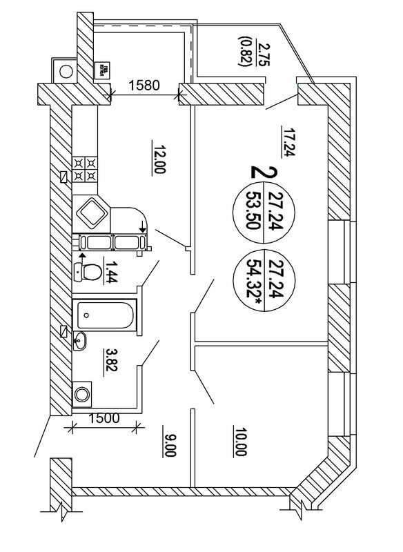 2-комнатная 54.32 м² в ЖК Уютный квартал от 33 500 грн/м², с. Софиевская Борщаговка