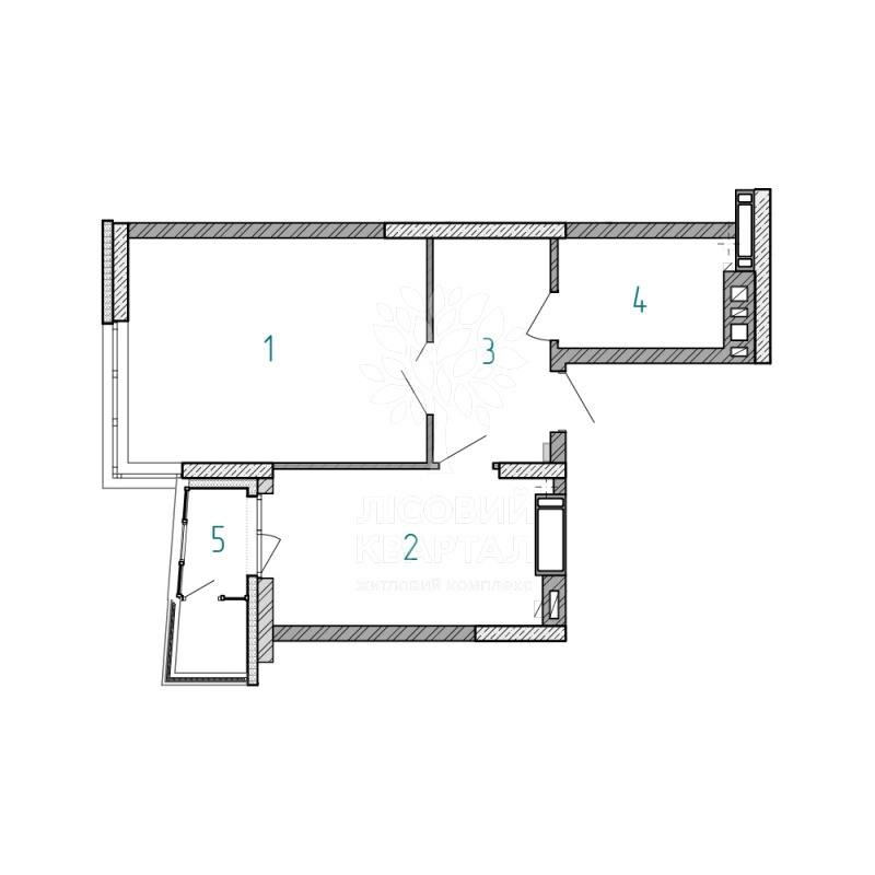 1-кімнатна 44.6 м² в ЖК Лісовий квартал від 27 500 грн/м², м. Бровари