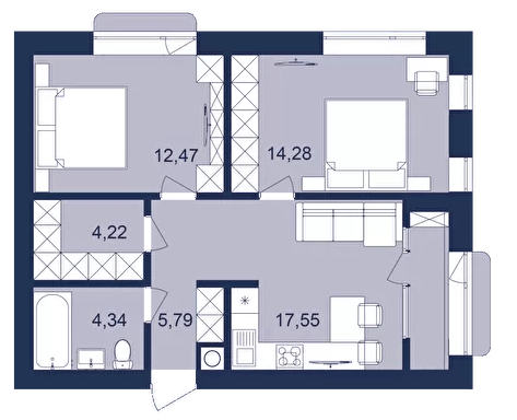 2-комнатная 58.65 м² в ЖК РЕМ от 17 300 грн/м², г. Самбор