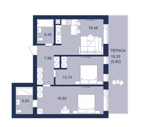 2-кімнатна 75.31 м² в ЖК РЕМ від 17 300 грн/м², м. Самбір