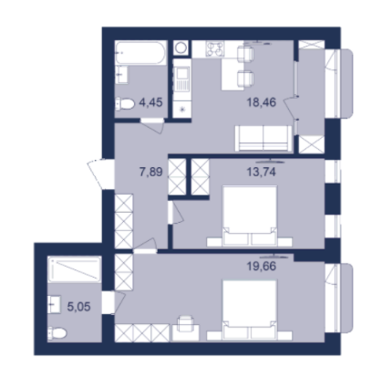 2-кімнатна 69.25 м² в ЖК РЕМ від 17 300 грн/м², м. Самбір