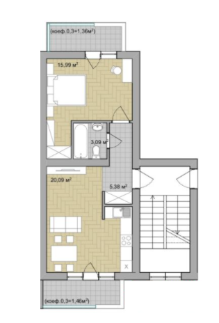 1-кімнатна 44.6 м² в ЖК Долина Троянд від 16 800 грн/м², м. Дрогобич