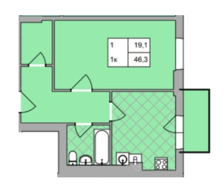 1-кімнатна 46.3 м² в ЖК Авіатор від 15 000 грн/м², Хмельницький