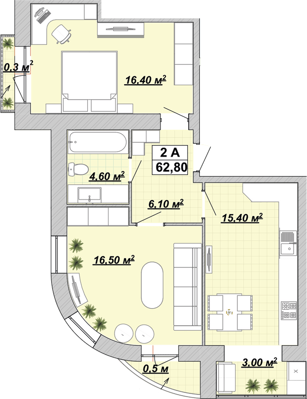 2-комнатная 62.8 м² в ЖР Княгинин от 14 000 грн/м², Ивано-Франковск