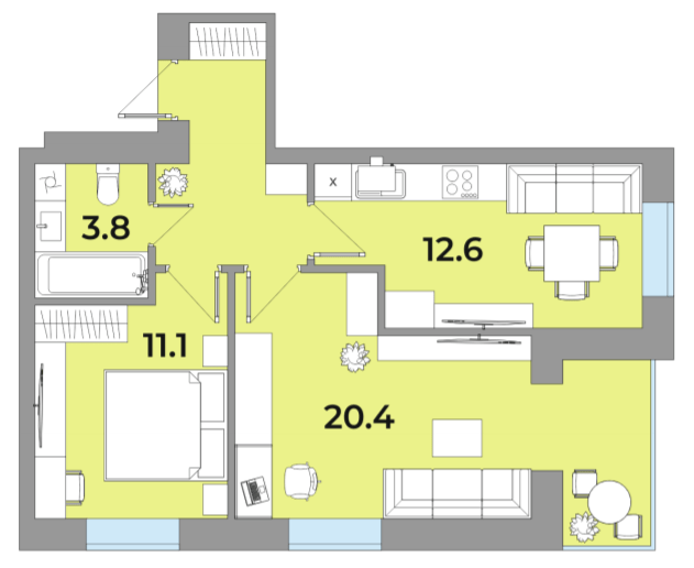 2-кімнатна 56.8 м² в ЖК Яровиця Life від 12 750 грн/м², м. Калуш
