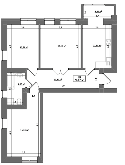 3-комнатная 78.47 м² в ЖК Уютный от 13 000 грн/м², г. Коломыя